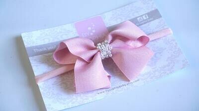 Pink with pearl details Bow Headband Baby Bow Headband Newborn Bow Headband Headband Red Christmas …