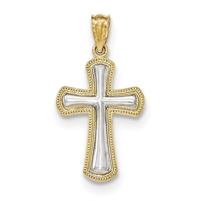 Cross Pendant 14k Polished Gold &amp; Rhodium K5446, MPN: K5446, 886774618777
