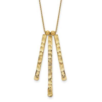 Hammered Satin Dangle Triple Bar with 2 Inch Extension Necklace 14k Gold SF2907-16, MPN: SF2907-16,…
