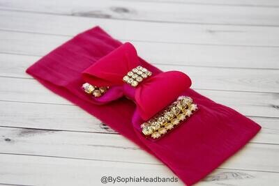 Hot Pink Bow Headband Baby Bow Headband Newborn Headband Pink Baby Nylon Headband Photo Prop Pink H…