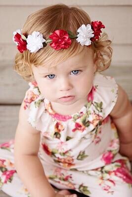 Baby Flower Crown Toddler Flower Crown Red and White Flower Crown Girls Flower Crown Floral Crown W…