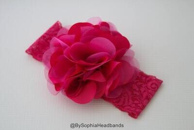 Hot Pink Flower Headband Pink Baby Headband Big Flower Headband Flower Girl Headband Pink Big Flowe…