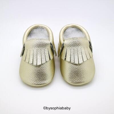 Gold Fringe Moccasins Baby Gold Moccasins Baby Leather Shoes Genuine Leather Moccs Toddler Moccasin…