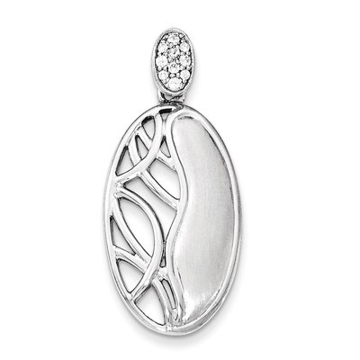 Polished &amp; Satin CZ Oval Pendant Sterling Silver QP4335