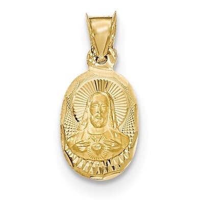 Diamond -cut Sagrado Corazon Oval Pendant 14k Gold Polished K5603, MPN: K5603, 191101082818