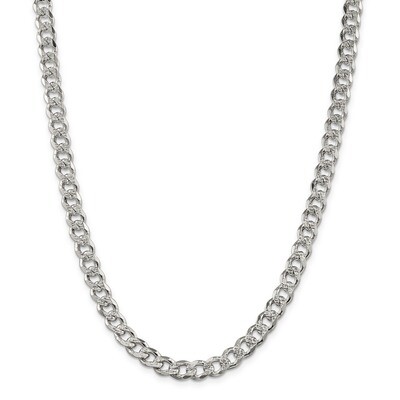 26 Inch 7.5mm Pave Curb Chain Sterling Silver QCF200-26, MPN: QCF200-26, 883957851709