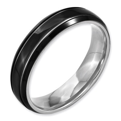 Grooved &amp; Polished 6mm Black IP-plated Band - Stainless Steel SR148 by Chisel, MPN: SR148, 88677423…