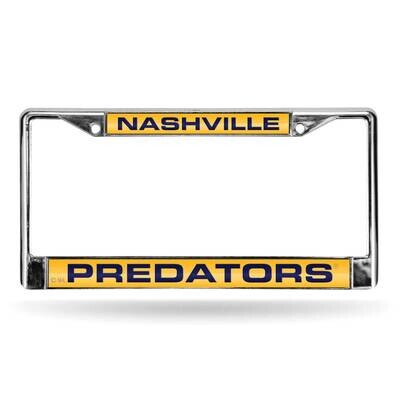 NHL Nashville Predators Laser Chrome Car License Plate Frame-Yellow with Navy GC7117, MPN: GC7117, …