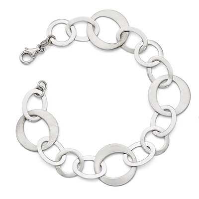 Leslie&#39;s Polished and Brushed Link Bracelet 8 Inch - Sterling Silver HB-QLF512-8, MPN: QLF512-8, 88…