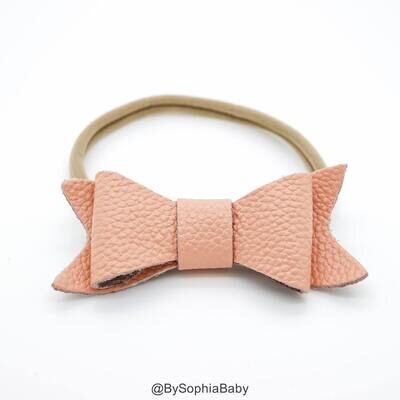 Baby Headband Blush Pink Leather Bow Baby Leather Bow Headband Leather Bow Baby Leather Hair Bow 12…
