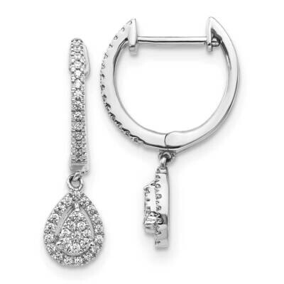 Pear Shaped Hinged Hoop Earring 14k White Gold Diamond EM5570-025-WA, MPN: EM5570-025-WA, 883957273…