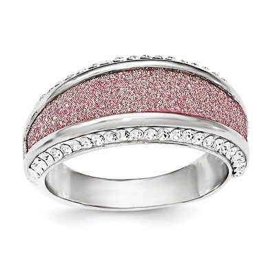 Crystal Pink Laser Glitter Texture Ring Sterling Silver QR6016-6