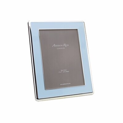 Addison Ross Wide Curved Enamel Picture Frame Powder Blue &amp; Silver 5 x 7 Inch Silver-plated FR6116,…