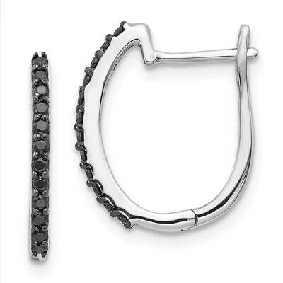 Black Diamond 1.3mm Hinged Hoop Earrings 14k White Gold EM5416-BK-020-WA, MPN: EM5416-BK-020-WA, 19…