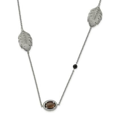 Smoky Quartz Black Onyx 2 Inch Extension Necklace Stainless Steel Polished SRN1513-32 by Chisel, MP…