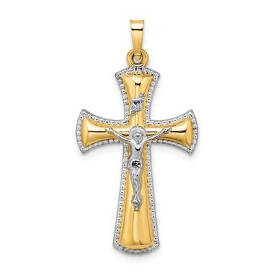 White Rhodium Hollow Inri Crucifix Pendant 14k Two-Tone Gold XR2063, MPN: XR2063,