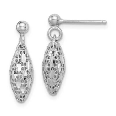 Diamond-cut Mesh Oval Dangle Post Earrings Sterling Silver Rhodium-plated QE15226, MPN: QE15226, 88…