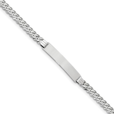 8 Inch Flat Curb Link ID Bracelet 14k white Gold LID63W-8, MPN: LID63W-8, 883957825359