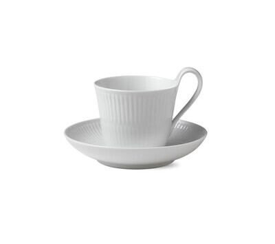 Royal Copenhagen White Fluted High Handle Cup &amp; Saucer 8.35Oz 1017384, MPN: 1017384, 5705140092513