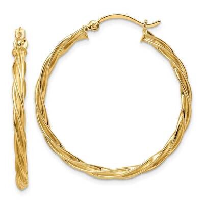 2.5mm Twisted Hoop Earrings 14k Gold Polished  TF1608, MPN: TF1608, 883957951508