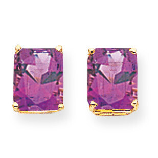 10x8mm Emerald Cut Amethyst Earrings 14k Gold XE69AM, MPN: XE69AM, 883957096513