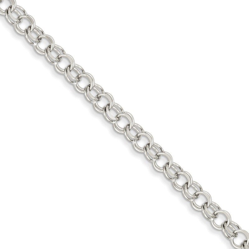 Double Link Charm Bracelet 8 Inch 14k White Gold WDO503-8, MPN: WDO503-8, 883957493039