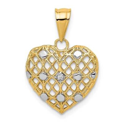 White Rhodium 1 2Pt Diamond Heart Pendant 14k Gold PM4910-001-YA, MPN: PM4910-001-YA, 883957212951