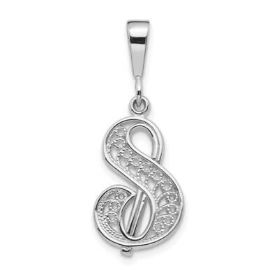 Filigree Initial S Pendant 10k White Gold 10D1281S, MPN: 10D1281S,