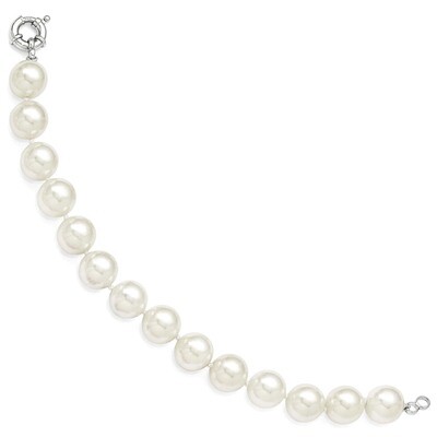 12-13Mm White Shell Bead Bracelet Sterling Silver QMJB12W-7.5, MPN: QMJB12W-7.5, 886774293318