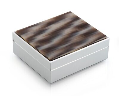 Addison Ross Horn &amp; Silver Box 4 x 3 Inch Silver-plated BX1003, MPN: BX1003, UPC/EAN: 5024043188469