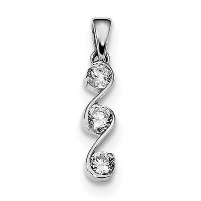 Swirl 3-stone CZ Diamond Pendant Sterling Silver Rhodium-plated QP4939, MPN: QP4939, 886774033938