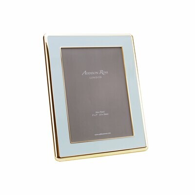 Addison Ross Wide Curved Enamel Picture Frame Powder Blue &amp; Gold 5 x 7 Inch Gold-plated FR6516, MPN…