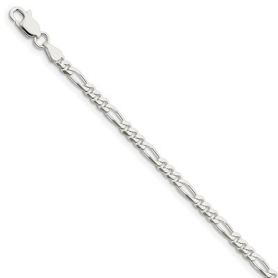 8 Inch 4mm Figaro Chain Sterling Silver Rhodium-plated QFG100R-8, MPN: QFG100R-8, 883957962153