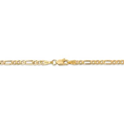 28 Inch 3.00mm Flat Figaro Chain 14k Yellow Gold FFL080-28, MPN: FFL080-28, 191101979781