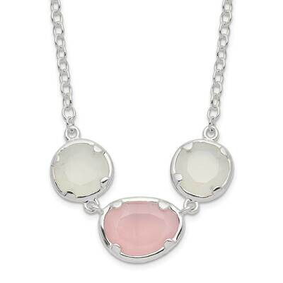 White &amp; Pink Chalcedony Necklace Sterling Silver QG6185-18, MPN: QG6185-18, 196904161982