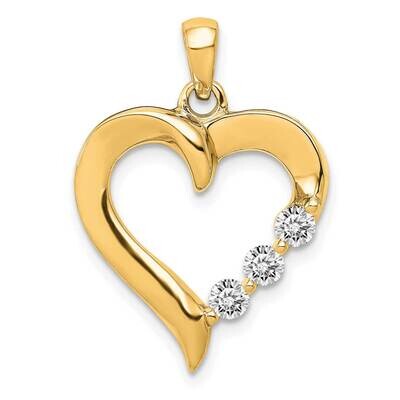 Three Stone Lab Grown Diamond Si1/Si2, G H I, Heart Pendant 14k Yellow Gold PM4846-025-YLG, MPN: PM…