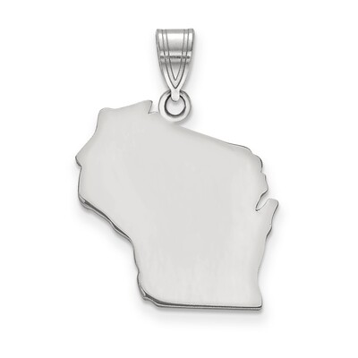 Wisconsin State Pendant Charm Sterling Silver Engravable XNA707SS-WI, MPN: XNA707SS-WI, 886774753300