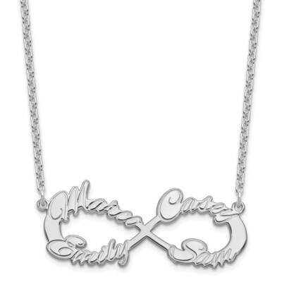4 Name Infinity Necklace Sterling Silver Rhodium-plated XNA1193SS, MPN: XNA1193SS,