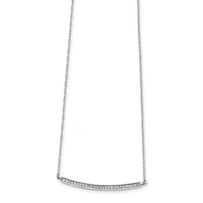 CZ with 2In Ext. Bar Necklace Sterling Silver Rhodium-plated QG3651-16, MPN: QG3651-16, 886774258669