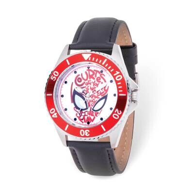 Marvel Spider-Man Mens Stainless Steel Red Bezel Black Leather Watch XWA6265, MPN: XWA6265, 8428851…