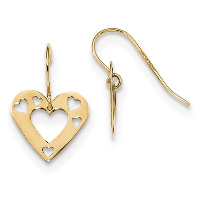 Cut-out Heart Dangle Earrings 14k Gold Polished TH971, MPN: TH971, 191101147432