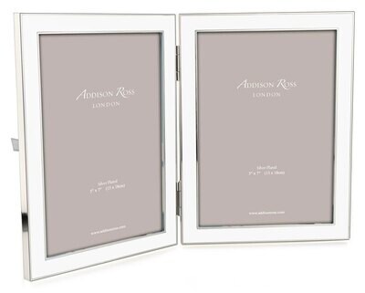 Addison Ross 5 x 7 Inch 15mm Double Enamel White Picture Frame Silver Plate FR1111, MPN: FR1111, UP…