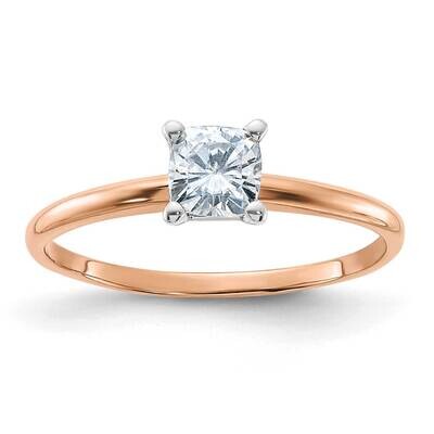1/2ct. 4.5mm D E F Pure Light Cushion Moissanite Solitaire Ring 14k Rose Gold RGSH13C-8MP, MPN: RGS…