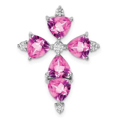 Created Pink Sapphire Pendant 14k White Gold Lab Grown Diamond PM7514-CPS-020-WLG, MPN: PM7514-CPS-…
