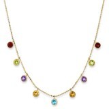 Multi-color Gemstone Necklace with 2 Inch Extension 16 Inch 14k Gold XF2648-18, MPN: XF2648-18, 883…