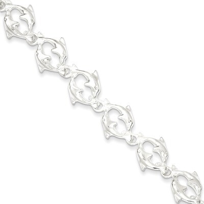 7 Inch Dolphins Bracelet Sterling Silver QG852-7, MPN: QG852-7, 883957951485