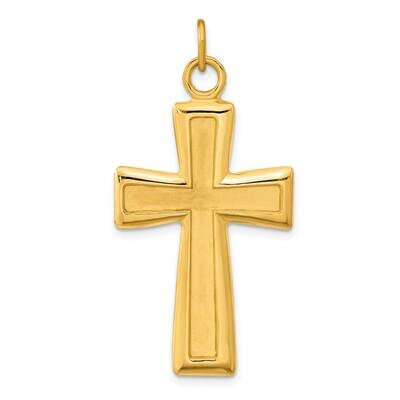 Polished and Satin Cross Pendant Sterling Silver Gold-Plated QC11120, MPN: QC11120,