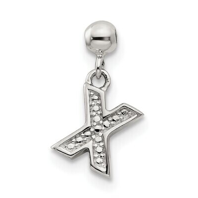 Letter X Charm Sterling Silver Dangle QMM190X, MPN: QMM190X,