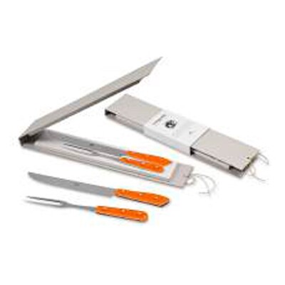Berti Compendio Carving Set Polished Blade Knife Orange Lucite Handle 8468