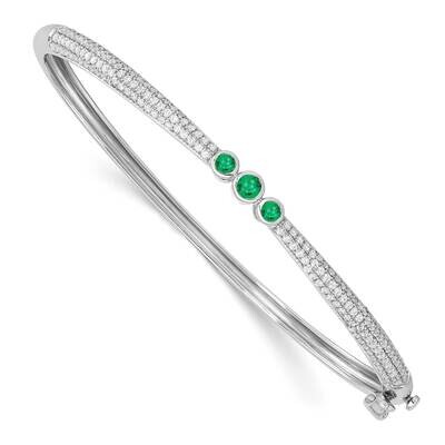 Emerald and Diamond Bangle 14k White Gold BM8405-EM-085-WA, MPN: BM8405-EM-085-WA, 883957762029